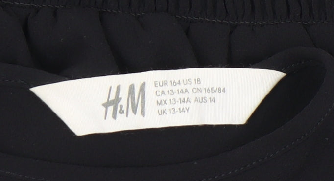 Teens UK Size 14 H&M Black Basic Blouse