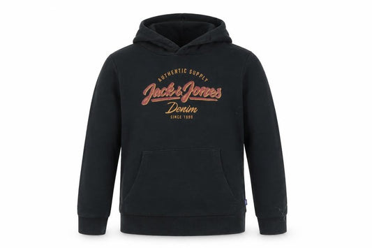 Jack & Jones Boys Black Pullover Hoodie Size 152 Long Sleeve Logo Print