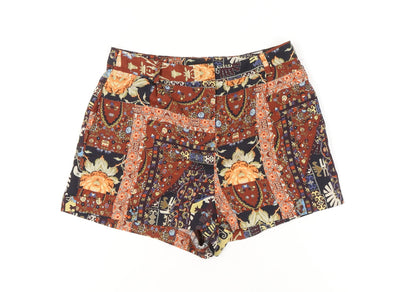 Topshop Womens Multicoloured Viscose Festival Patchwork Floral Shorts UK 10