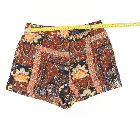 Topshop Womens Multicoloured Viscose Festival Patchwork Floral Shorts UK 10