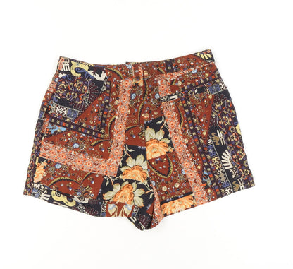 Topshop Womens Multicoloured Viscose Festival Patchwork Floral Shorts UK 10
