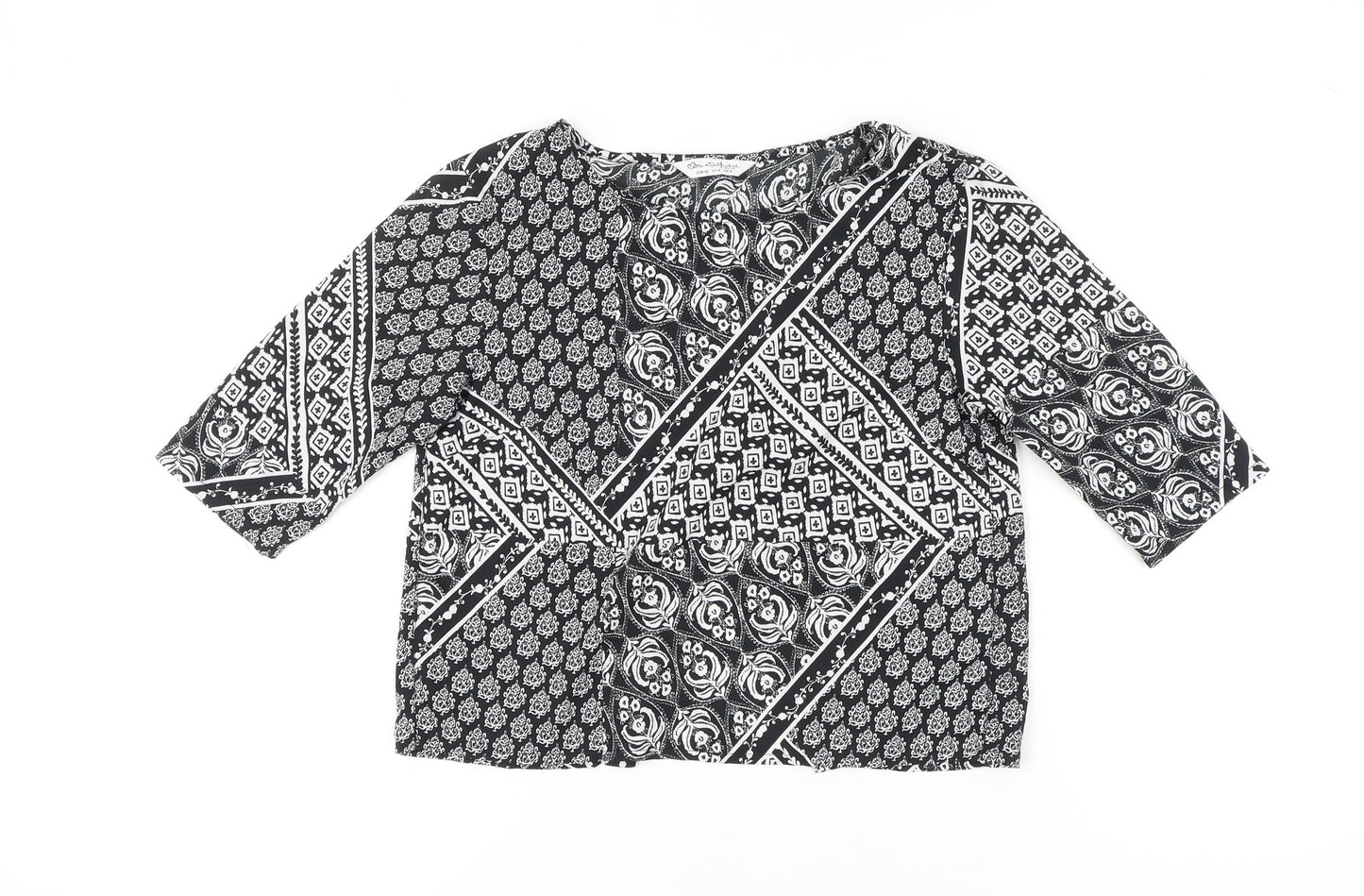 Miss Selfridge Women’s Black 3/4 Sleeve Tunic Blouse Size 8