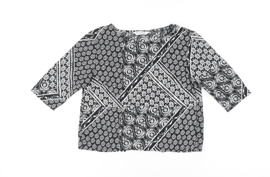 Miss Selfridge Women’s Black 3/4 Sleeve Tunic Blouse Size 8