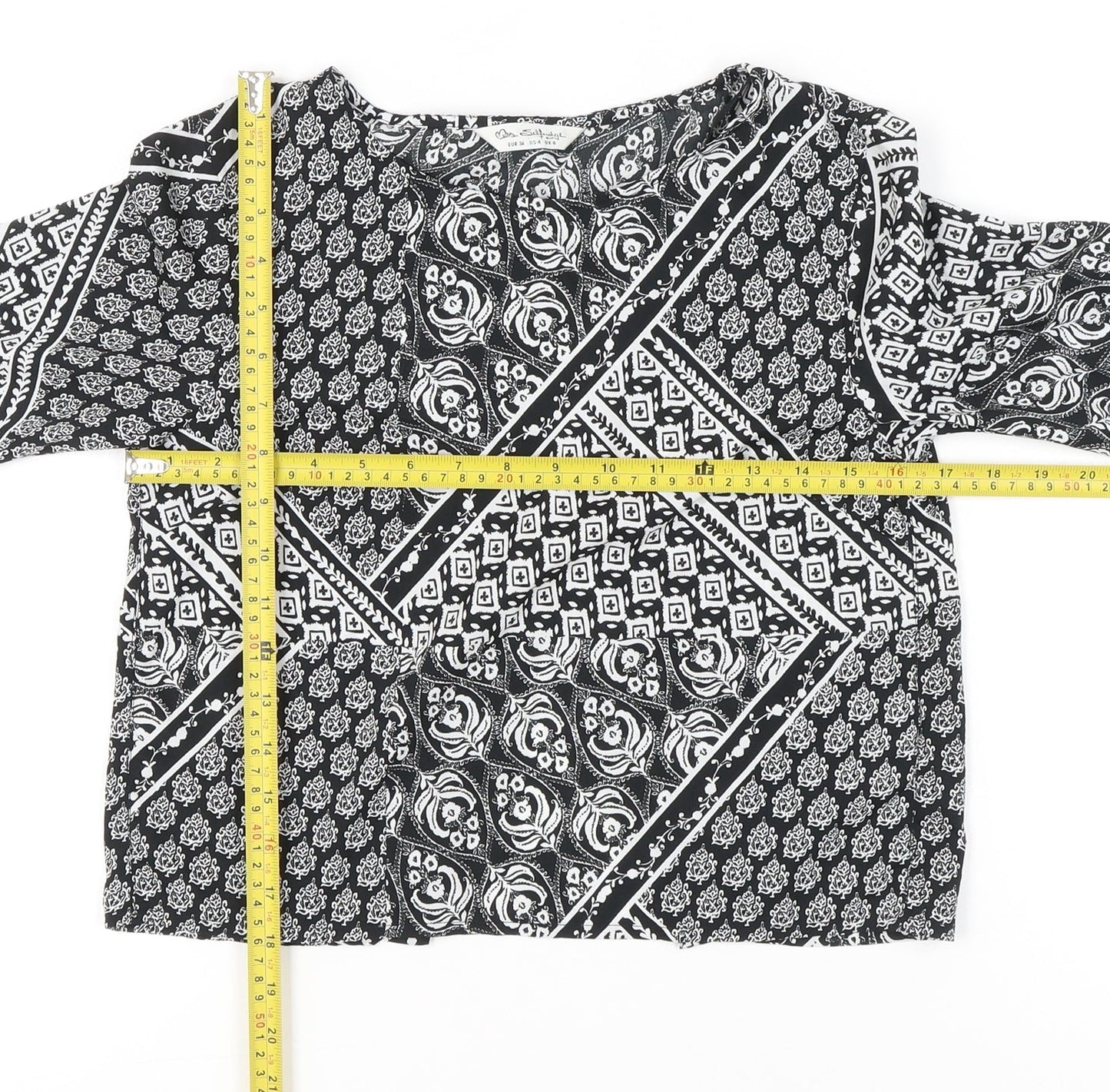 Miss Selfridge Women’s Black 3/4 Sleeve Tunic Blouse Size 8