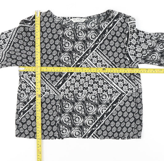 Miss Selfridge Women’s Black 3/4 Sleeve Tunic Blouse Size 8