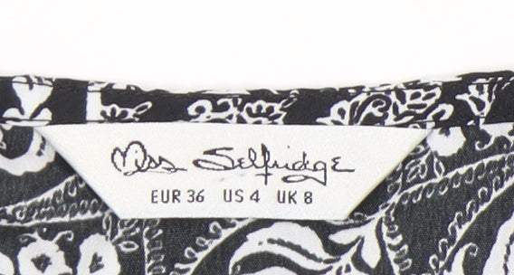 Miss Selfridge Women’s Black 3/4 Sleeve Tunic Blouse Size 8