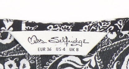 Miss Selfridge Women’s Black 3/4 Sleeve Tunic Blouse Size 8