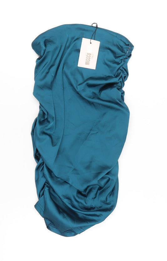 Missguided Women Tall Blue Satin Wrap Midi Skirt Size 10 Party Cocktail
