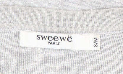 Sweewë Paris Womens Grey S Pullover Jumper 3/4 Sleeve Knit