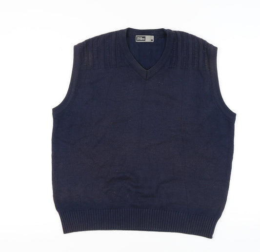 Oscar Jacobson Men's Blue V-Neck Golf Vest Jumper Size L Cotton Blend