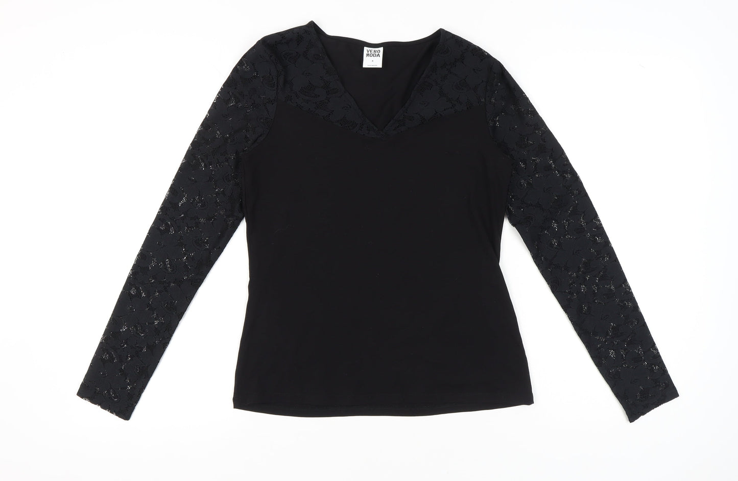 Womens UK Size M VERO MODA Black Tunic Blouse