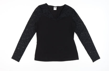 Womens UK Size M VERO MODA Black Tunic Blouse