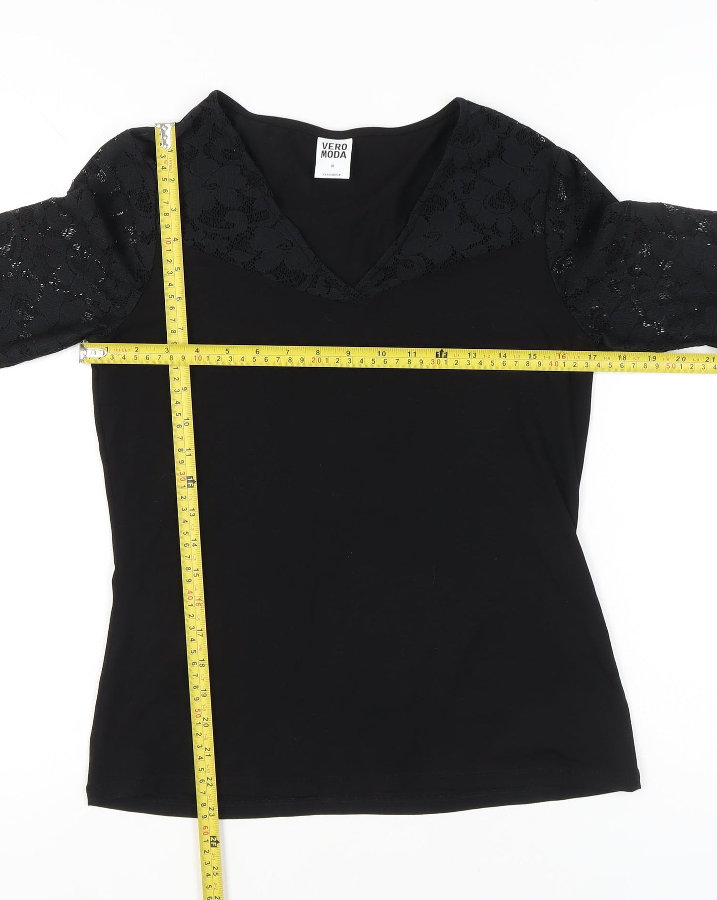 Womens UK Size M VERO MODA Black Tunic Blouse