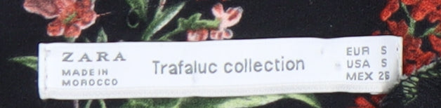 Zara Women’s Black Floral Long Sleeve Ruffle Hem Playsuit Size 8