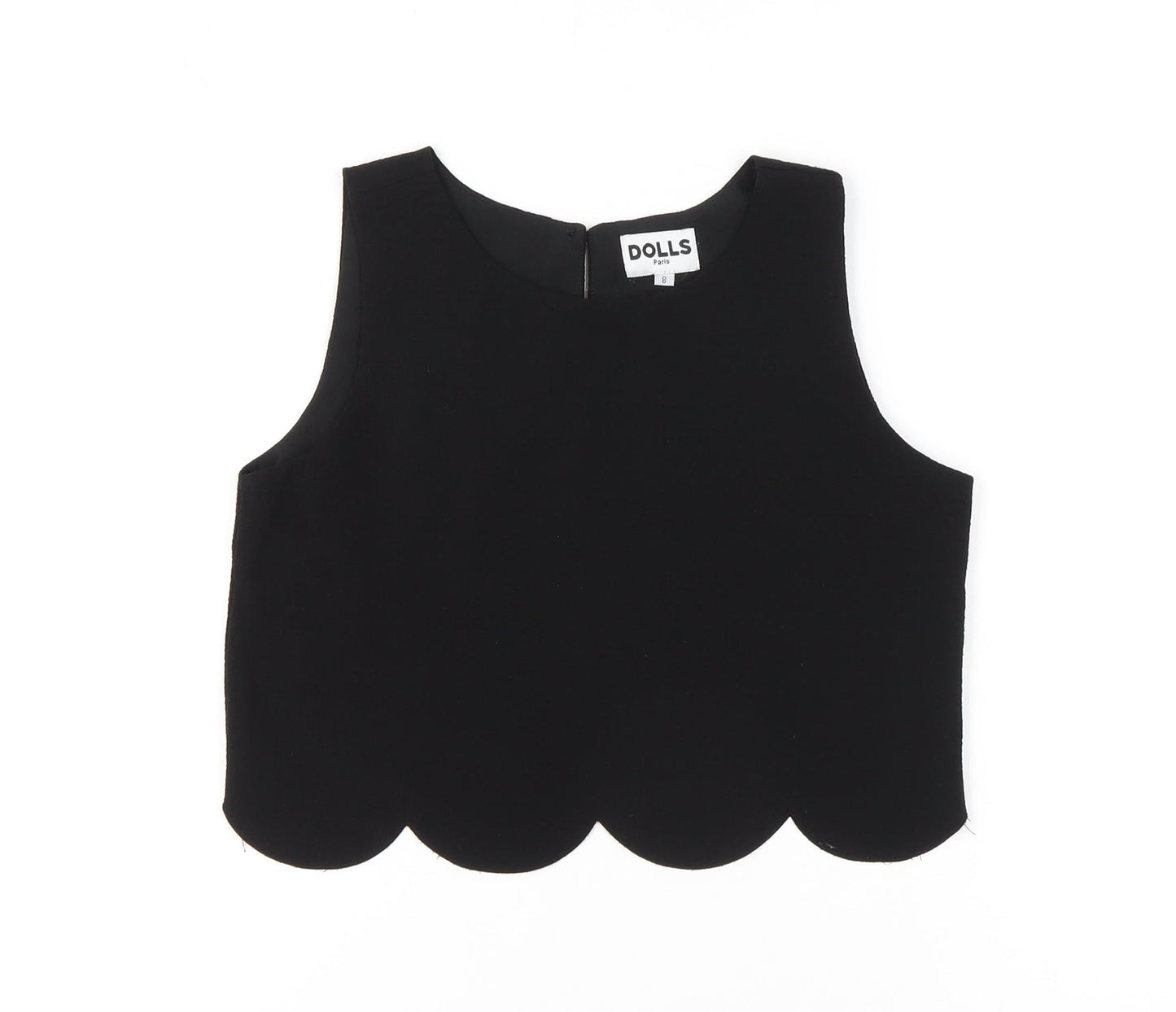Dolls Paris Womens Black Size 8 Cropped Sleeveless Tank Top