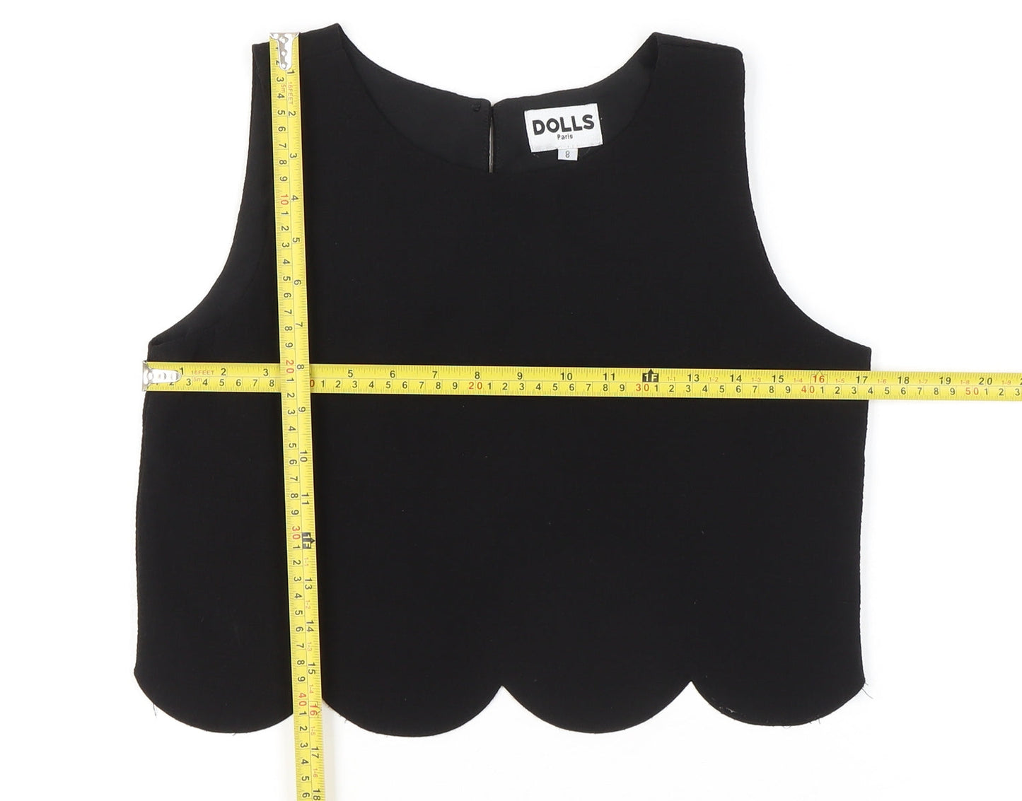 Dolls Paris Womens Black Size 8 Cropped Sleeveless Tank Top
