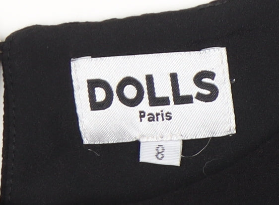 Dolls Paris Womens Black Size 8 Cropped Sleeveless Tank Top