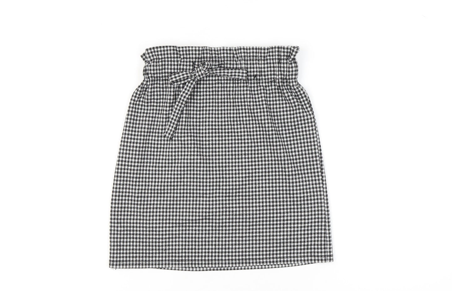 Orsay Women’s Black Checked XS Pencil Skirt With Bow Tie Waist
