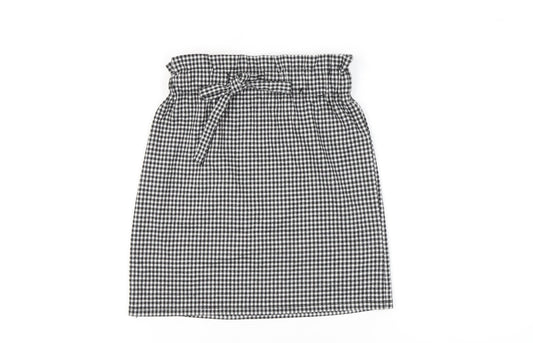 Orsay Women’s Black Checked XS Pencil Skirt With Bow Tie Waist