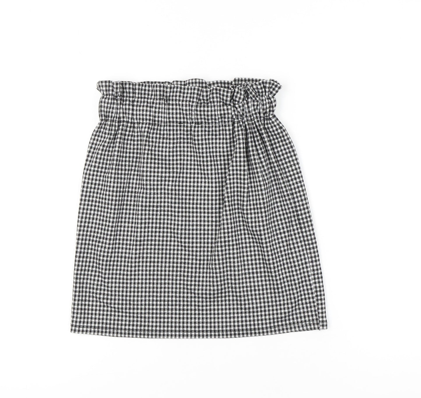 Orsay Women’s Black Checked XS Pencil Skirt With Bow Tie Waist