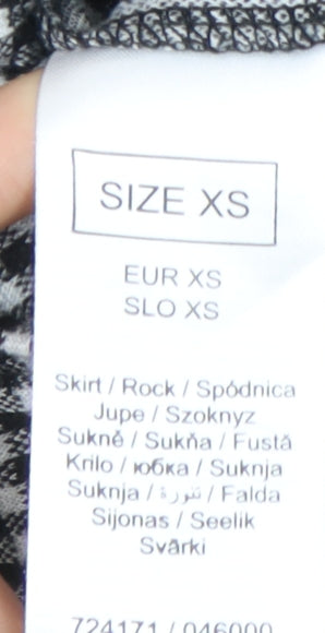 Orsay Women’s Black Checked XS Pencil Skirt With Bow Tie Waist