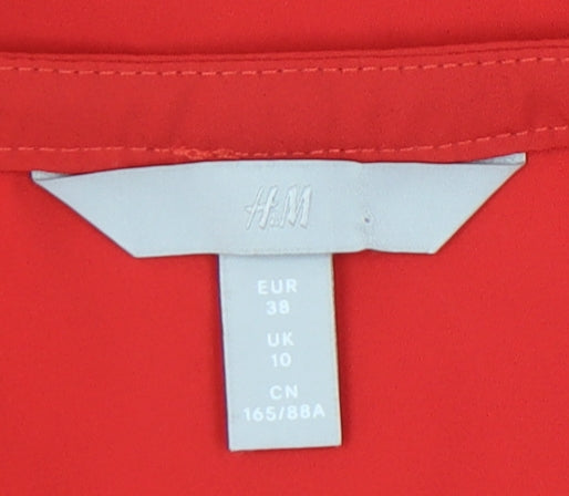 Womens UK Size 10 H&M Red Tunic Blouse