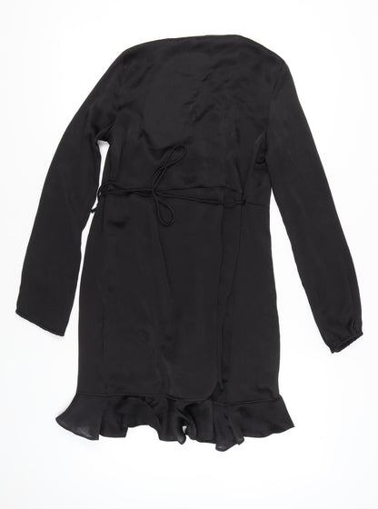 Vero Moda Women’s Black Wrap Dress Size S Ruffle Long Sleeve