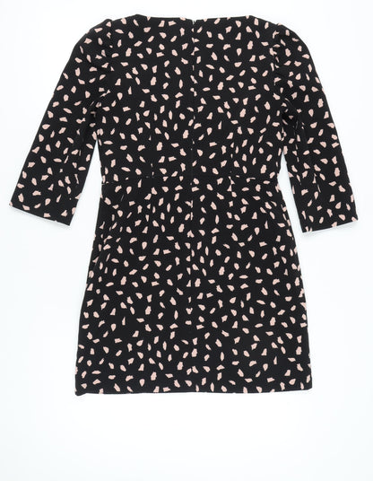 Warehouse Women’s Black Pink Sheath Dress Size 12 3/4 Sleeve