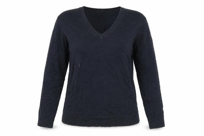 Peruvian Connection Womens Black M V-Neck Cotton Long Sleeve Jumper