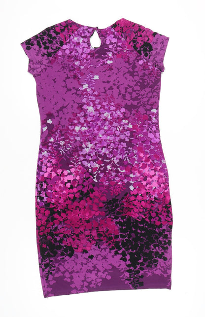 Klass Women’s Purple Floral Sheath Dress Size 12 Short Sleeve