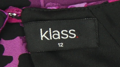 Klass Women’s Purple Floral Sheath Dress Size 12 Short Sleeve