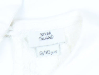 River Island Girls Pink White Lace Collar Shift Dress 9-10 Years Party