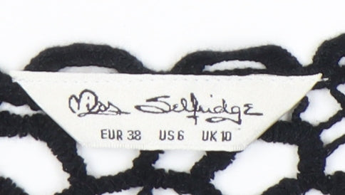 Miss Selfridge Women’s Black Floral Crochet Playsuit Size 10