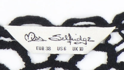 Miss Selfridge Women’s Black Floral Crochet Playsuit Size 10