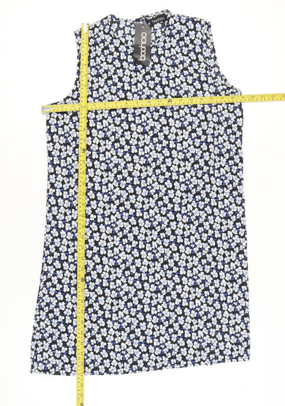 Boohoo Womens Black Floral Shift Dress Size 10 Sleeveless