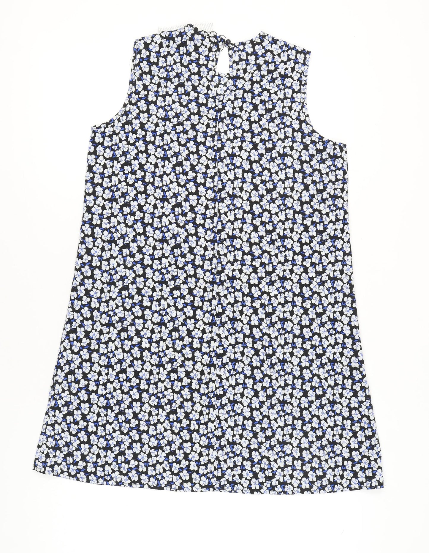 Boohoo Womens Black Floral Shift Dress Size 10 Sleeveless