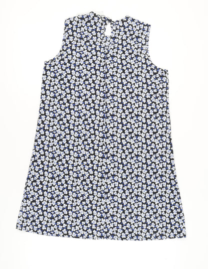 Boohoo Womens Black Floral Shift Dress Size 10 Sleeveless