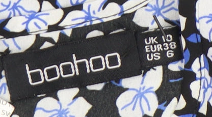 Boohoo Womens Black Floral Shift Dress Size 10 Sleeveless