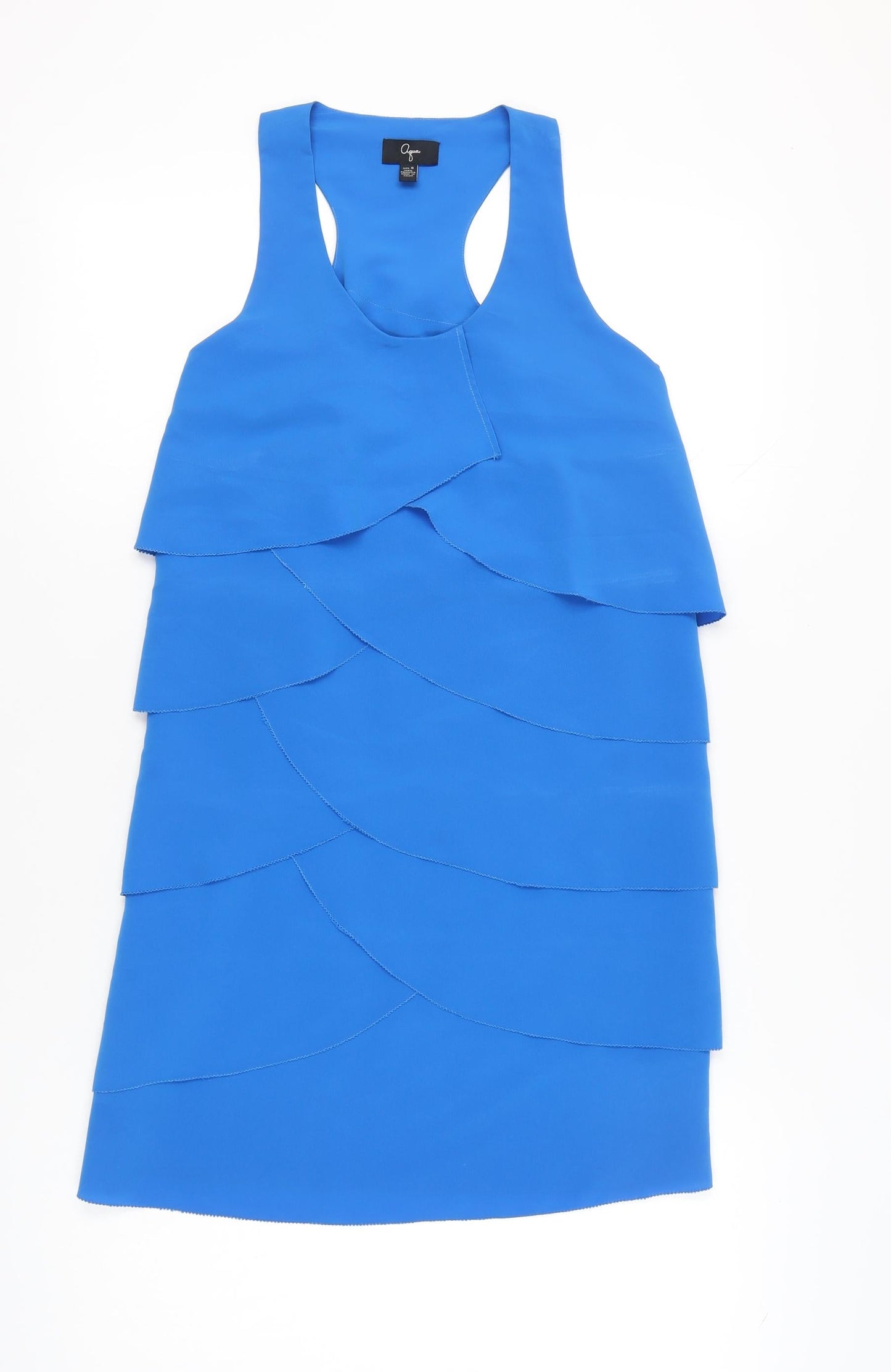 Aqua Women’s Blue Layered Ruffle Sleeveless Tank Top Size S