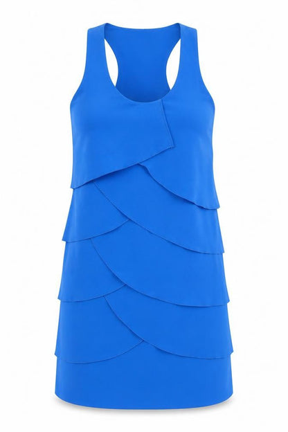 Aqua Women’s Blue Layered Ruffle Sleeveless Tank Top Size S