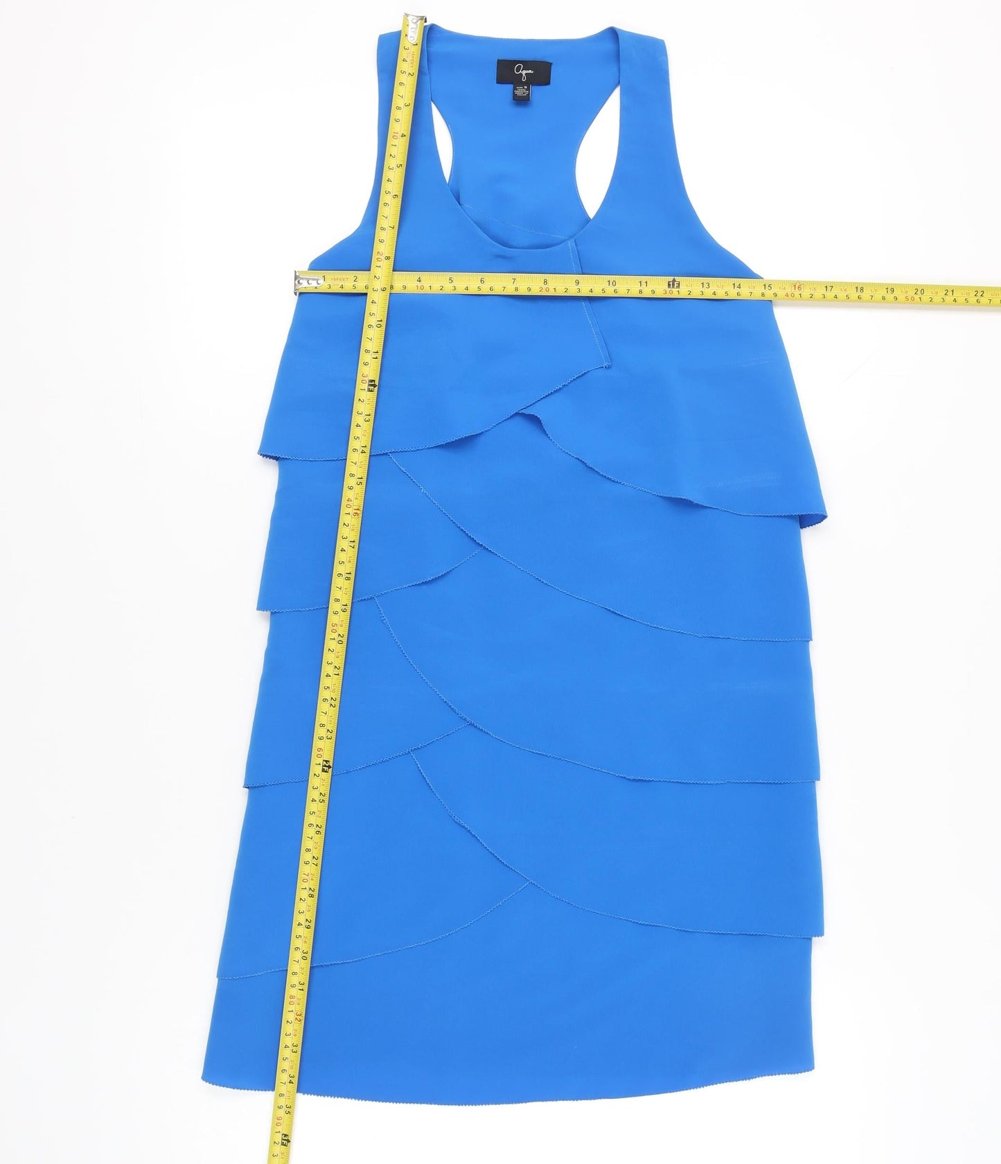 Aqua Women’s Blue Layered Ruffle Sleeveless Tank Top Size S