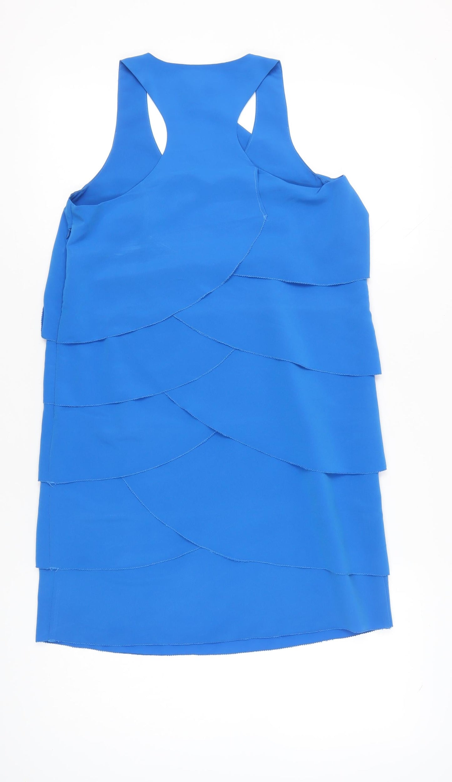 Aqua Women’s Blue Layered Ruffle Sleeveless Tank Top Size S