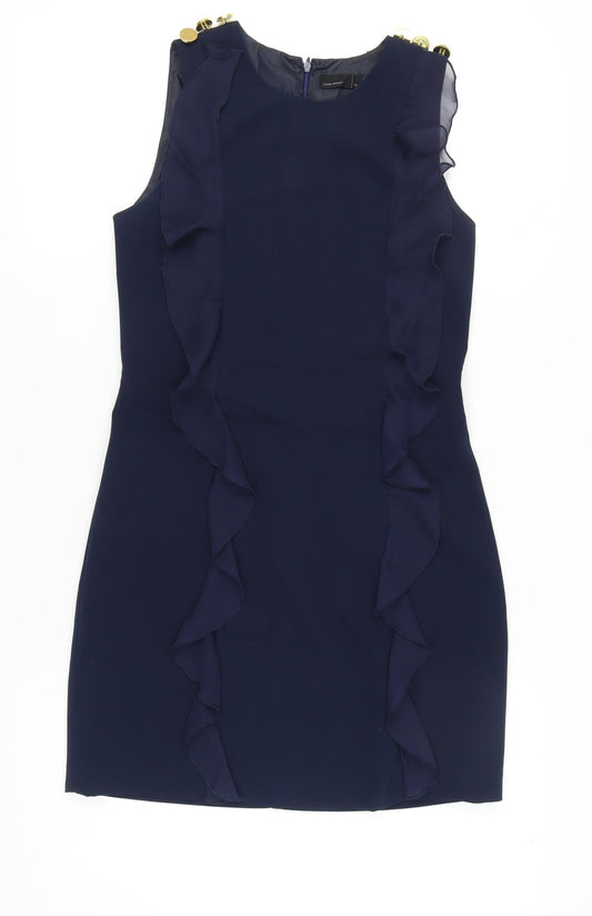 Vero Moda Women’s Blue Size 6 Sleeveless Sheath Ruffle Dress