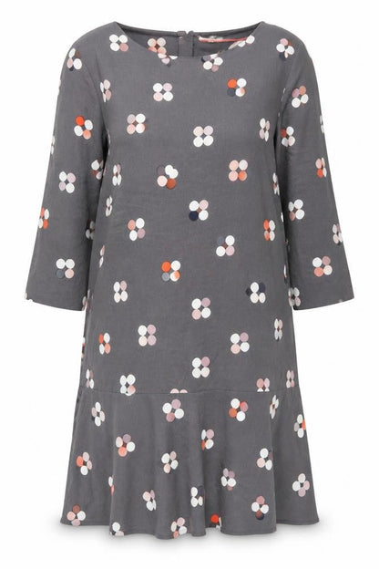 White Stuff Women’s Grey Floral Shift Dress Size 12 Knee Length