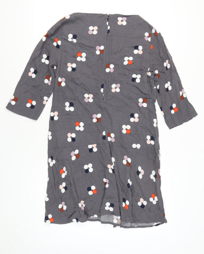 White Stuff Women’s Grey Floral Shift Dress Size 12 Knee Length