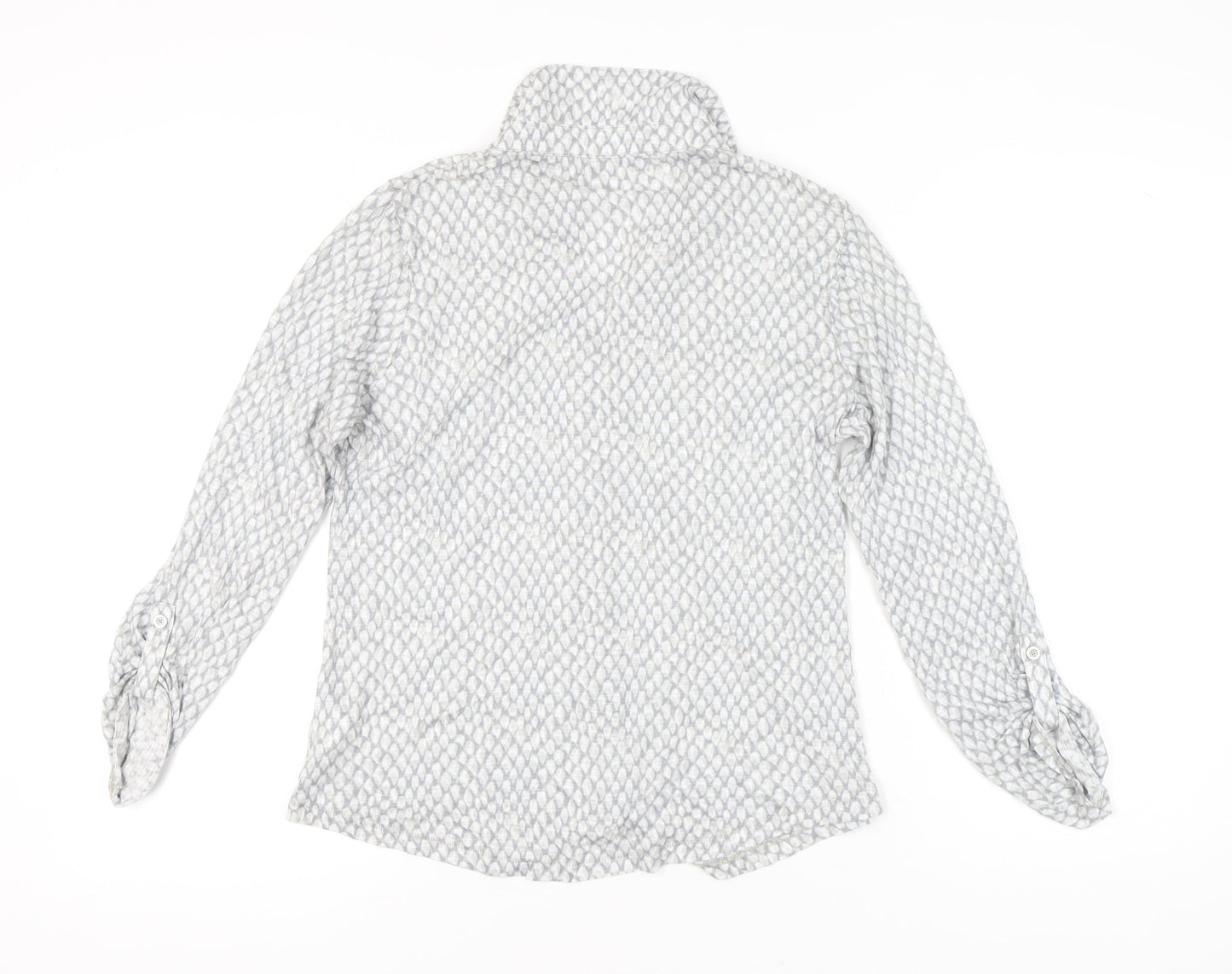 Liz Claiborne Women’s Grey Geometric Button-Up Shirt M Long Sleeve