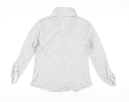 Liz Claiborne Women’s Grey Geometric Button-Up Shirt M Long Sleeve