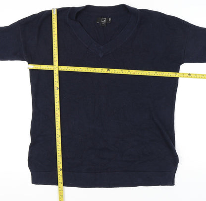 Meraki Womens Blue V-Neck Pullover Jumper L Long Sleeve Knit