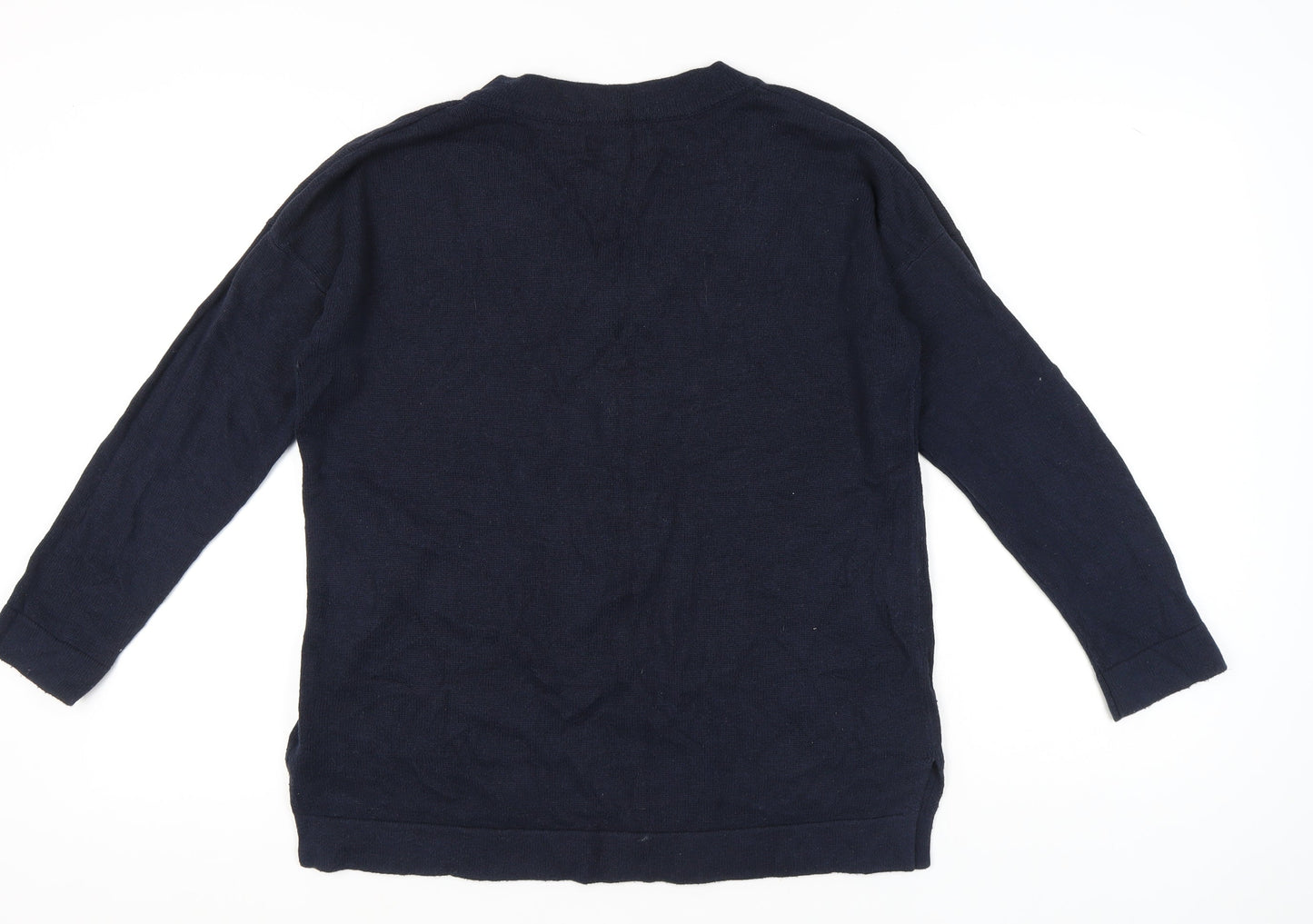 Meraki Womens Blue V-Neck Pullover Jumper L Long Sleeve Knit