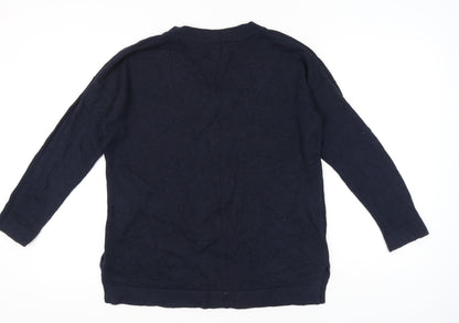 Meraki Womens Blue V-Neck Pullover Jumper L Long Sleeve Knit